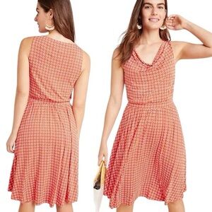 Maeve Anthropologie Brianne Orange Floral Sleeveless Cowl Neck Dress